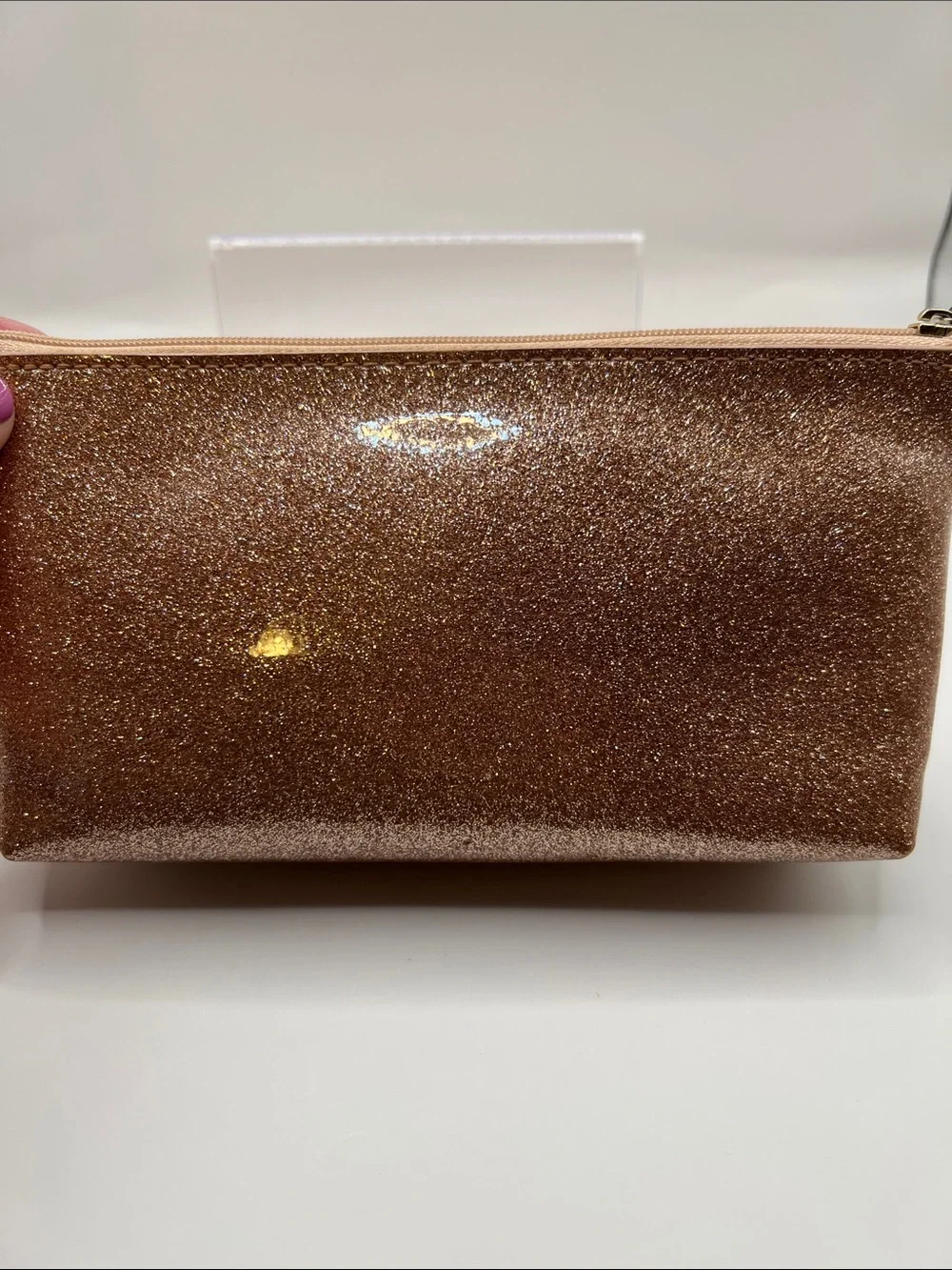 kate spade rose gold glitter cosmetic pouch